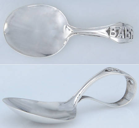 Sterling Flatware Curved Handle Baby Spoon