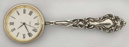 Sterling Flatware Clock Pin