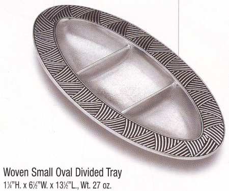 Woven (Armetale, Hollowware) 13" 3 Part Oval Tray