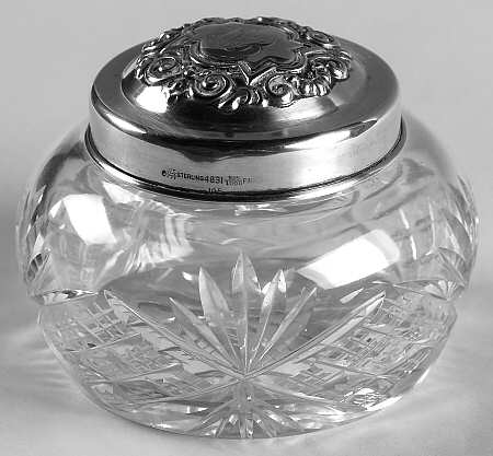 4831 (Sterling, Hollowware) Powder Jar, Crystal Bowl and Sterling Lid