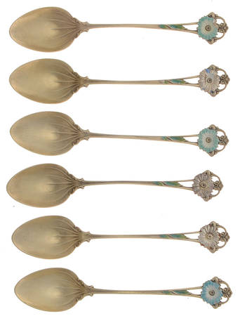 WDS37 (Sterling) Enameled Demitasse Spoon - Set of 6