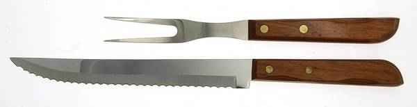 Town and Country Brown Maple (Stainless) Small Stainless Blade 2-Piece Steak Carving Set