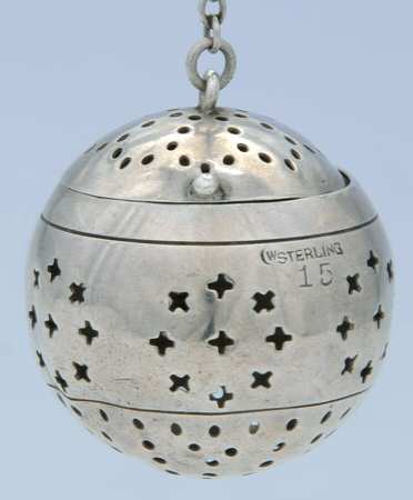 Tea Balls (Sterling, Hollowware) Tea Ball with Chain by Webster Co