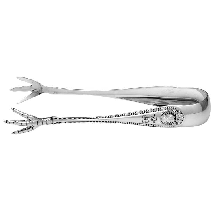 Bead (Sterling, 1880, Monograms) Large Sugar Tongs