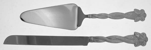 Butterfly (Nickel Plate) 2 Piece Solid Cake Serving Set (Knife & Server)