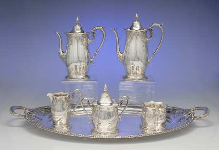 Stradivari (Sterling, Hollowware) 6 Piece Tea Set (SCP, STP, SCR, SSU, SWB, WTL)