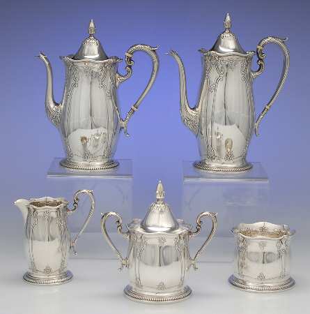 Stradivari (Sterling, Hollowware) 5 Piece Tea Set (SCP, STP, SCR, SSU, SWB)