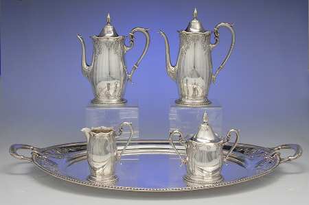 Stradivari (Sterling, Hollowware) 5 Piece Tea Set (SCP, STP, SCR, SSU, WTL)
