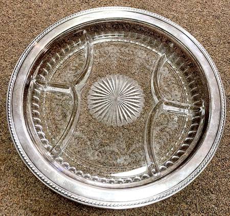 4015 (Sterling, Hollowware) 5 Part Glass Relish with Sterling Rim