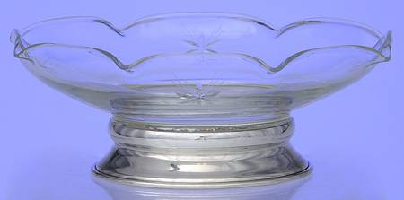 A-64 (Sterling, Hollowware) Small Crystal Dish with Metal Base