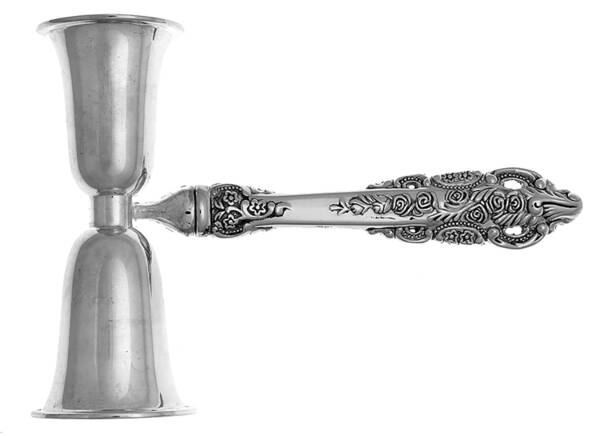 Antique Baroque (Silverplate) Double Jigger with Handle, Silverplate Bowls