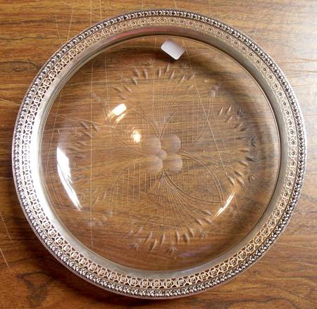 J31 (Sterling, Hollowware) Crystal Sandwich Plate w/Sterling Rim