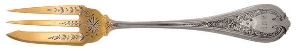 Florentine (Sterling, 1870, no monogram) Pickle Fork Old Style Bright Cut