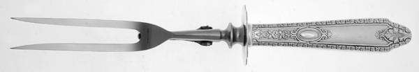 Cinderella (Sterling, No Monograms) Lg Carving/Roast Fork-Stn Prong w/Sterling Guard