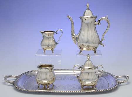 60lf (Silverplate, Hollowware) Coffee Set-5pc (Pcp,Psu,Pcr,Pwb,& Pwtl)