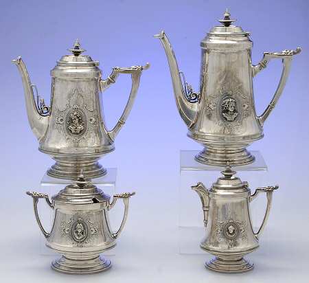 WHS45 (Sterling, Hollowware) 4 Piece Tea Set (SCP, STP, CRE, SSU)