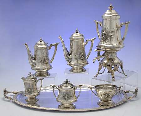 WHS45 (Sterling, Hollowware) 7 Piece Tea Set (SCP, STP, CRE, SSU, SWB, URN, WT26CS)