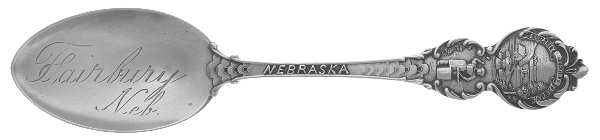 States & Cities Souvenir Spoons(Sterling) Nebraska Five O'Clock Spoon