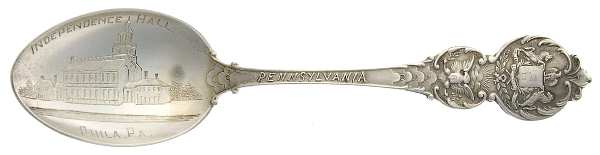 States & Cities Souvenir Spoons(Sterling) Pennsylvania Five O'Clock Spoon