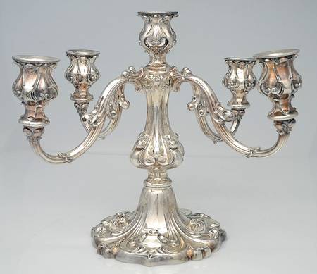 8318 (Silverplate, Hollowware) Small Plated 5-Light Candelabra