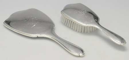 7501-7523 (Sterling, Hollowware) 2 Pc Vanity Set (Hair Brush and Mirror)