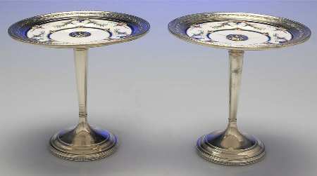 9894 (Sterling, Hollowware) China & Sterling Compote (H" X W") Set of 2