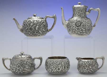 2552A (Sterling, Hollowware) 5 Piece Tea Set (SCP, STP, SCR, SSU, SWB)
