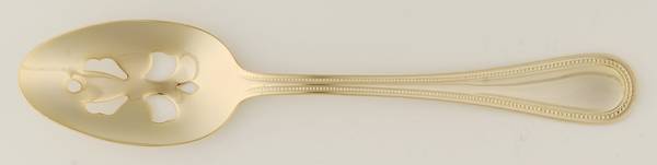Continental Bead (Gold Electroplate) Pierced Tablespoon (Serving Spoon)