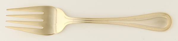 Continental Bead (Gold Electroplate) Medium Solid Cold Meat Serving Fork
