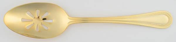 Continental Bead (Gold Electroplate) Pierced Tablespoon (Serving Spoon)