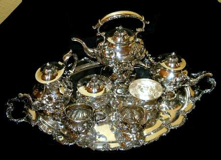 6545 (Sterling, Hollowware) 6 Piece Tea Set (SCP, STP, SCR, SSU, SWB, SKES)