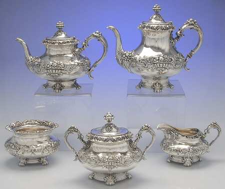 1171 (Sterling, Hollowware) 5 Piece Tea Set (SCP, STP, SCR, SSU, SWB)
