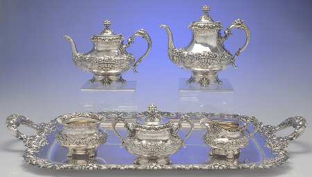 1171 (Sterling, Hollowware) 5 Piece Tea Set (SCP, STP, SCR, SSU, WTL)