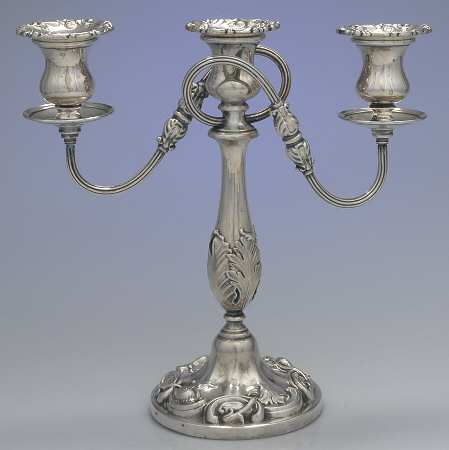 Silverplate Hollowware Weighted 3 Light Candelabra
