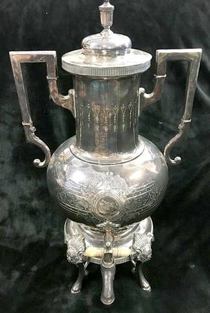 666 (Silverplate, Hollowware) Samovar with attached Stand and Burner