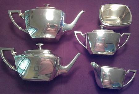 9161 (Sterling, Hollowware) 5 Piece Tea Set (SCP, STP, SCR, SSU, SWB)