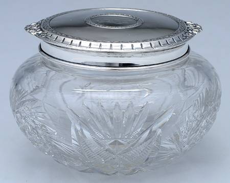 70 (Sterling, Hollowware) Powder Jar, Crystal Bowl and Sterling Lid