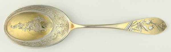 Antique Tip-Engraved (Coin) Spoon-Preserve-Decorated Bowl