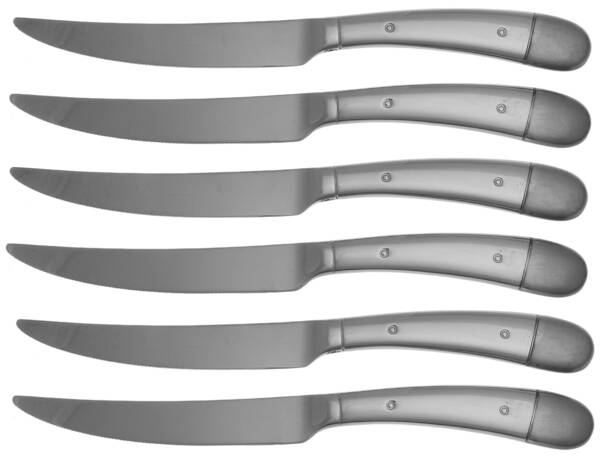 Riveted (Stainless) Individual Solid Pistol Handled Steak Knife - Set of 6