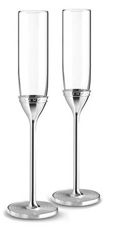 With Love Nouveau (Silverplate, Hollowware) Set of 2 Glass & Silver Champagne Flute