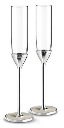 With Love Nouveau (Silverplate, Hollowware) Set of 2 Glass & Silver Champagne Flute