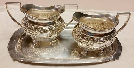 902 (Hollowware, Silverplate) Mini Creamer & Open Sugar