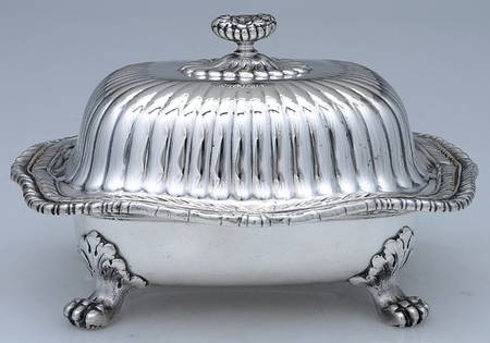1214 (Sterling, Hollowware) Round Covered Butter Dish & Strainer