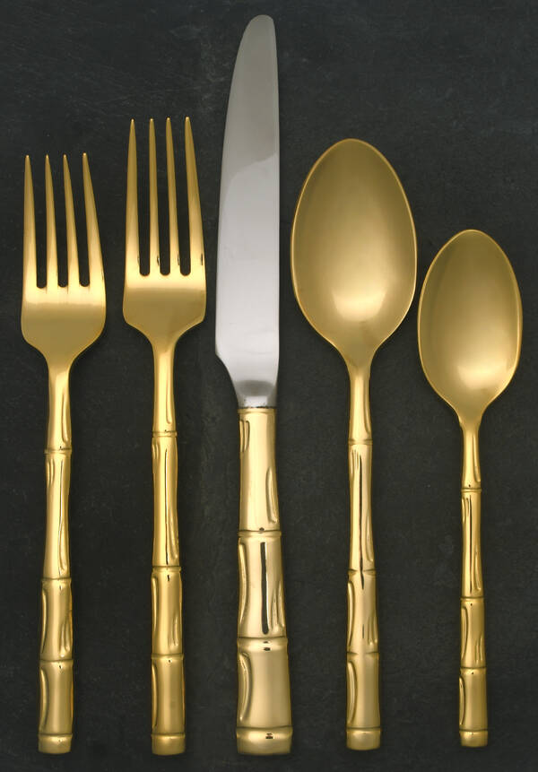 Gold Bamboo (Gold Electroplate) 5 Piece Place Setting