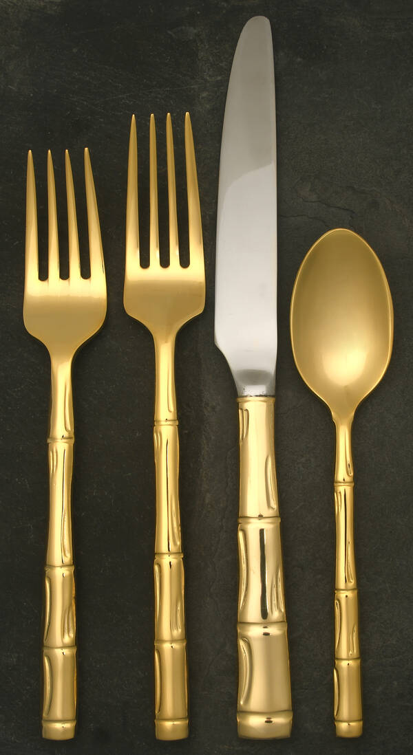 Gold Bamboo (Gold Electroplate) 4 Piece Place Setting