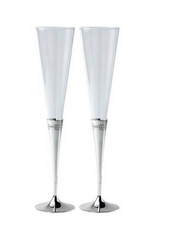 Simply Wish (Silverplate, Hollowware) Glass & Silver Champagne Flute (Set 2