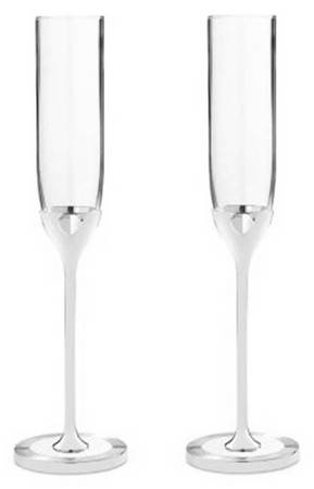 Vera Love Always (Silverplate, Hollowware) Glass & Silver Champagne Flute (Set 2