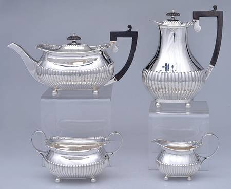 WMT22 (Sterling, Hollowware) 4 Piece Tea Set (SCP, STP, SCR, SWB)