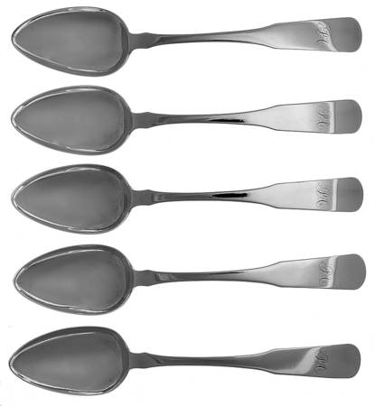 Coin Silver Flatware Dessert/Oval Soup Spoon - Set of 5