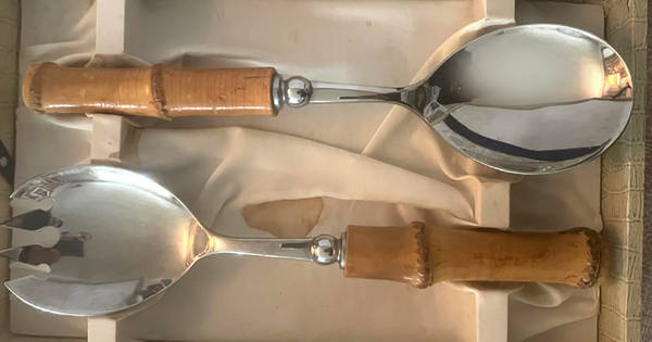 Bamboo 2 Pc Salad Set with Stainless Bowl